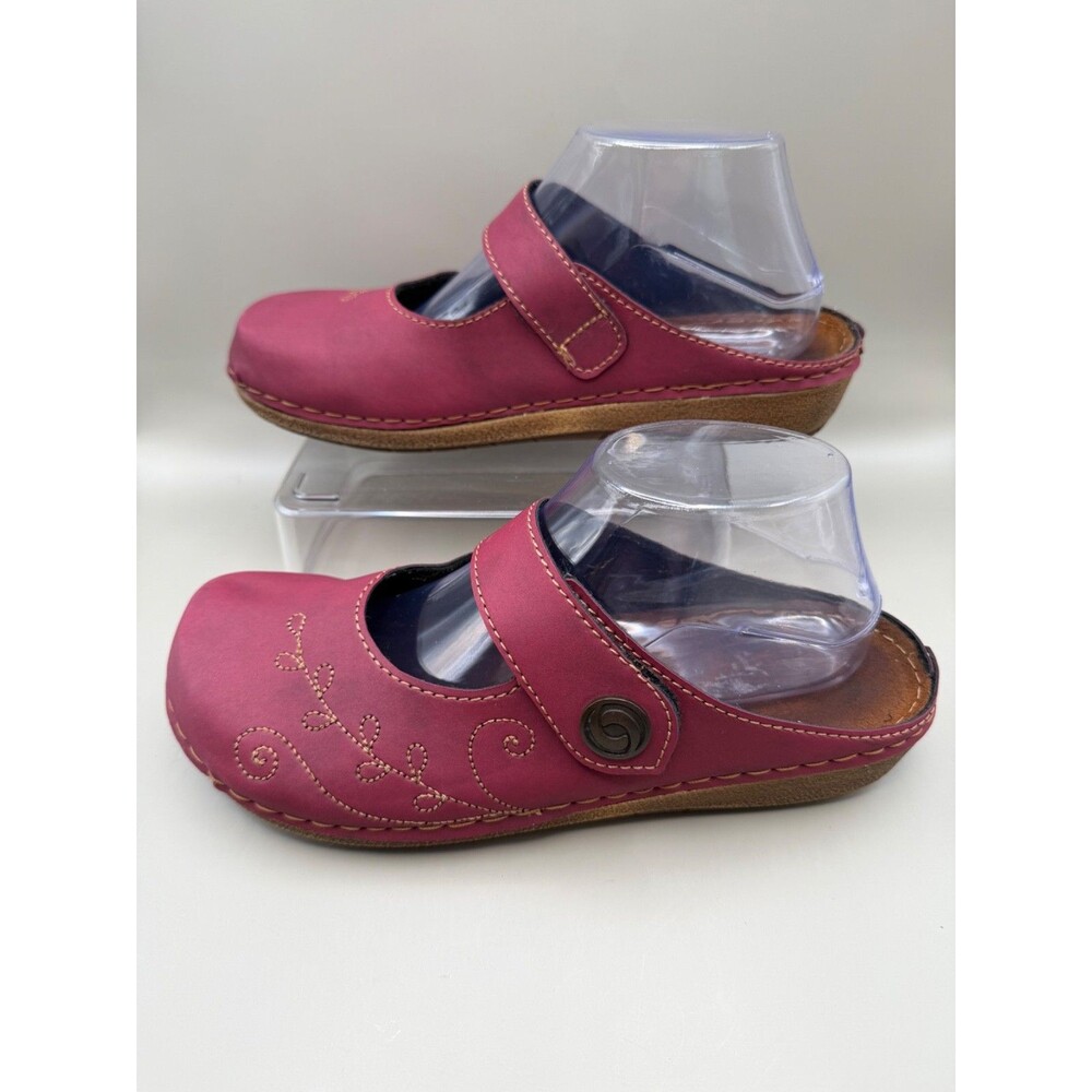 Flexus by Spring Step Mary Jane Clogs Burgundy Leather Shoes Size 40 US 9 - Picture 3 of 5